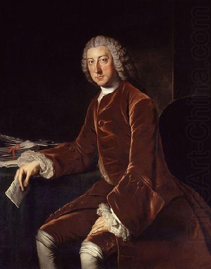 Oil on canvas portrait of a seated w:William Pitt, unknow artist